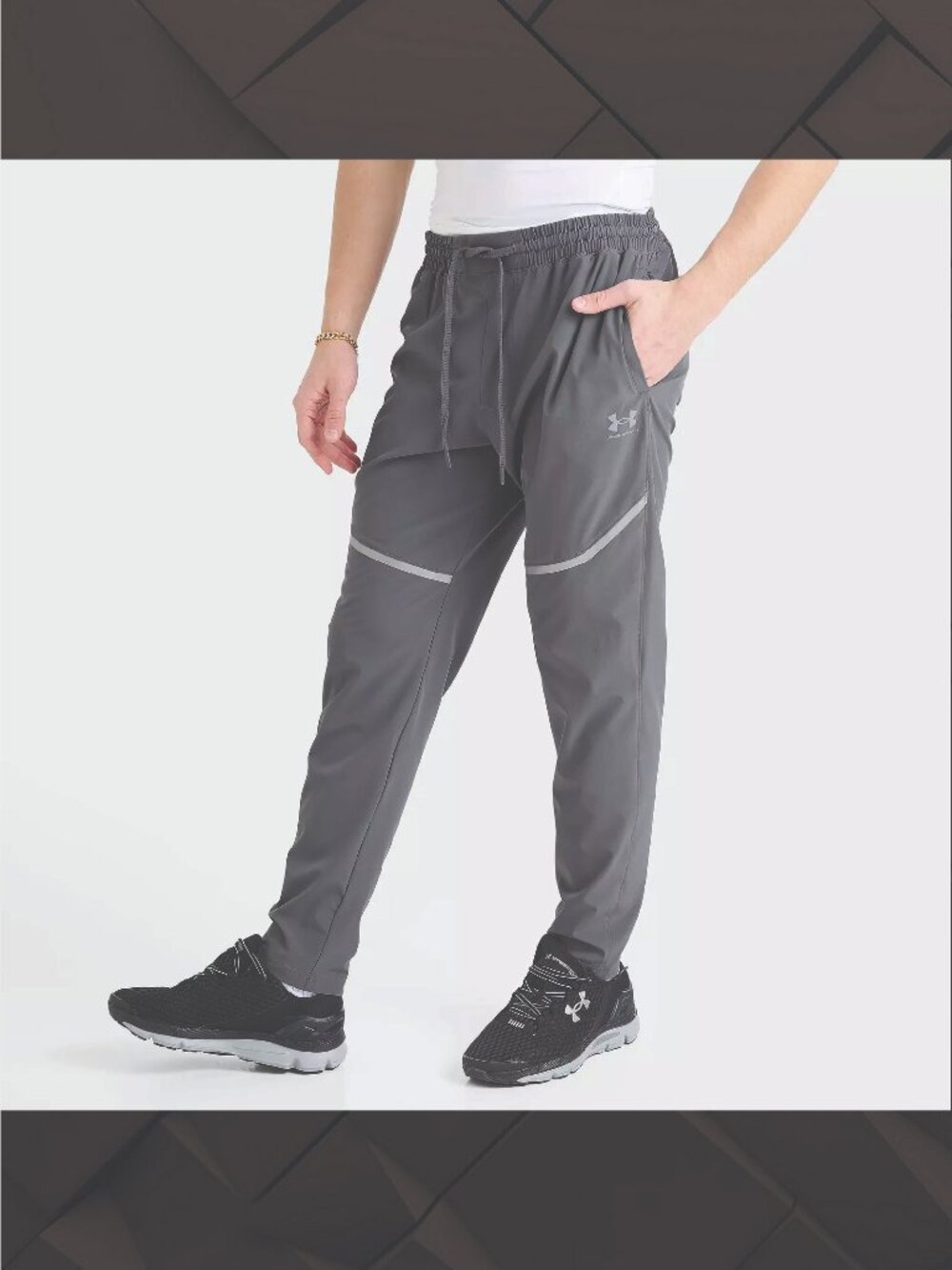PICK SIZE ~ Under Armour Vibe Woven Reflective Joggers Men's Gray Elastic Waist